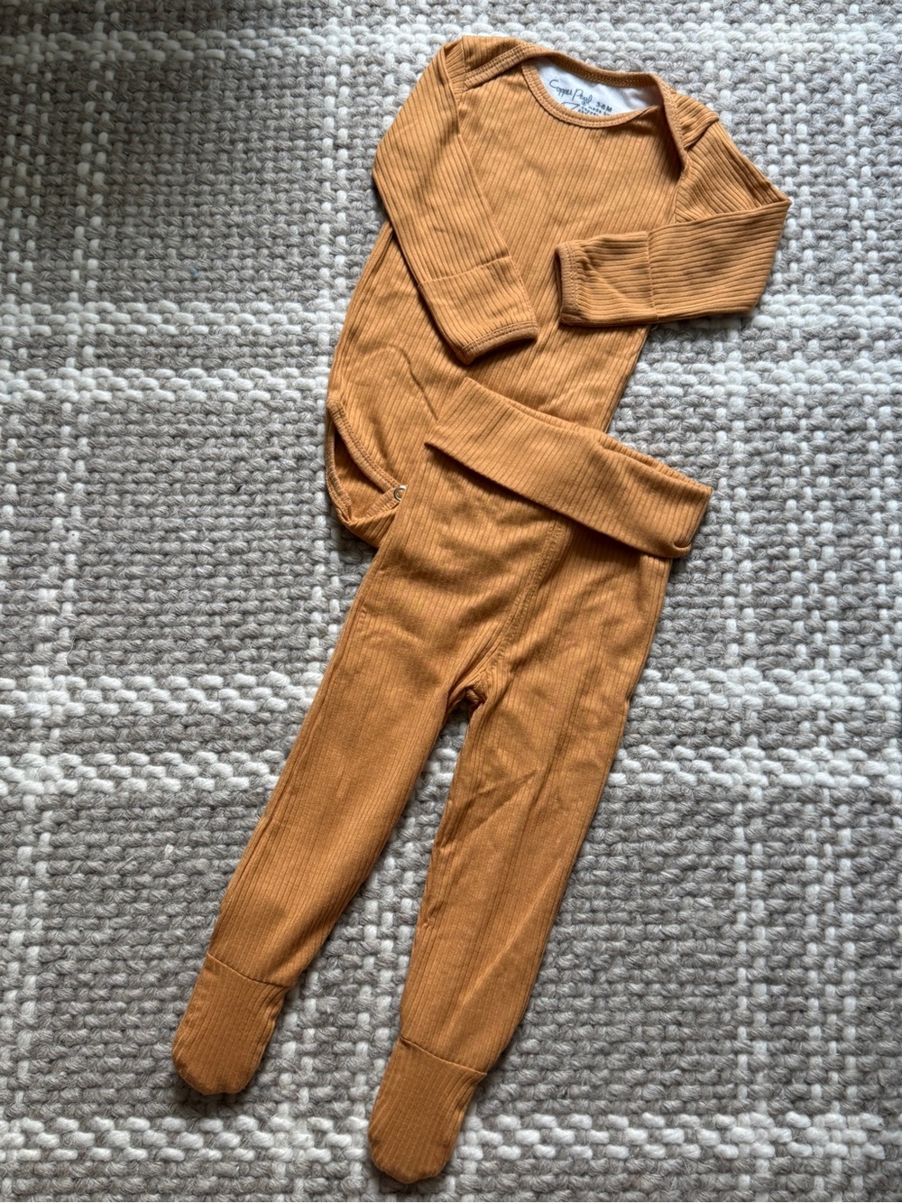 Copper pearl Ribbed Bamboo Baby Footed Set